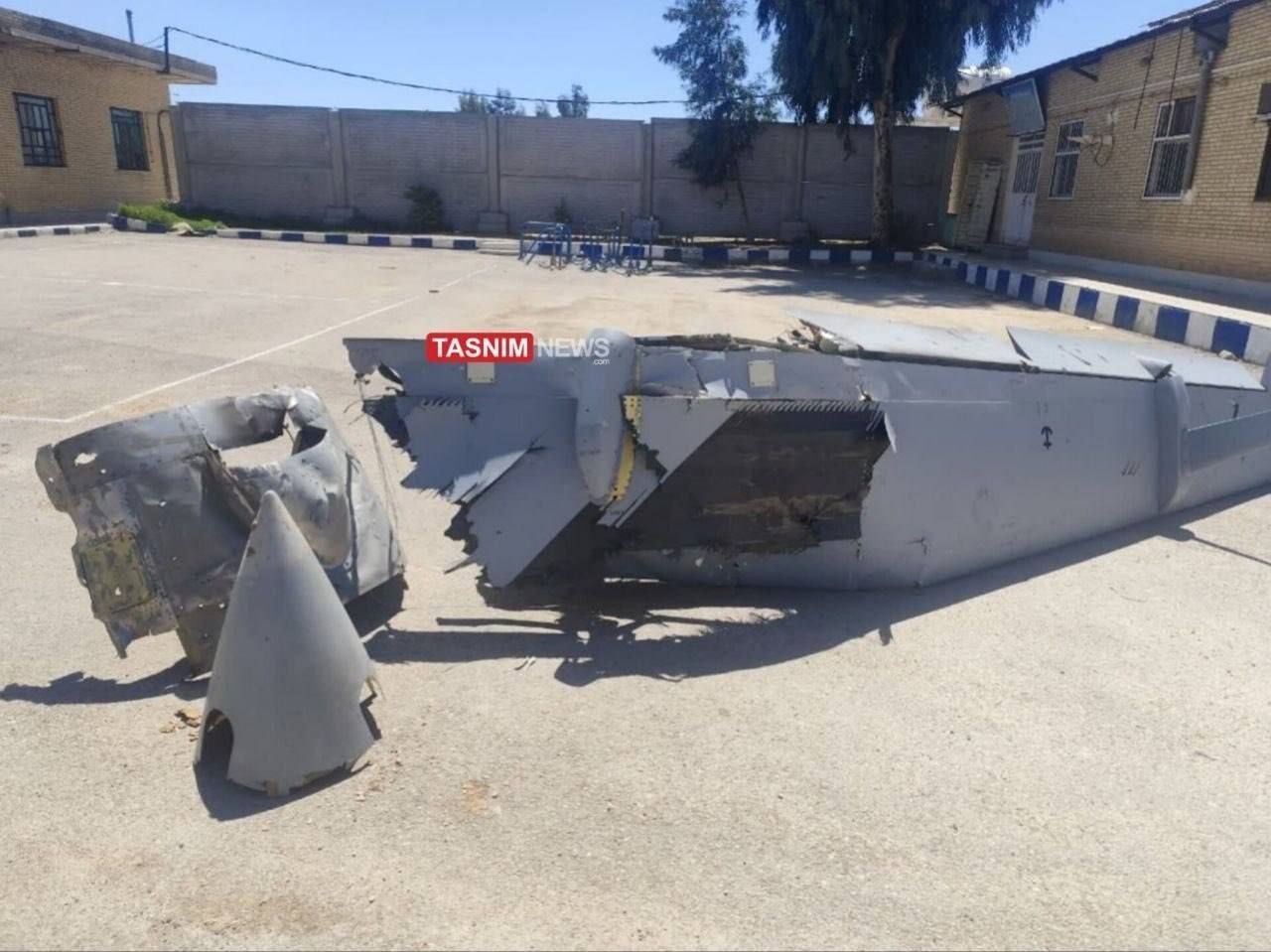 Wreckage of Wing Loong II drone downed near Shiraz, Iran