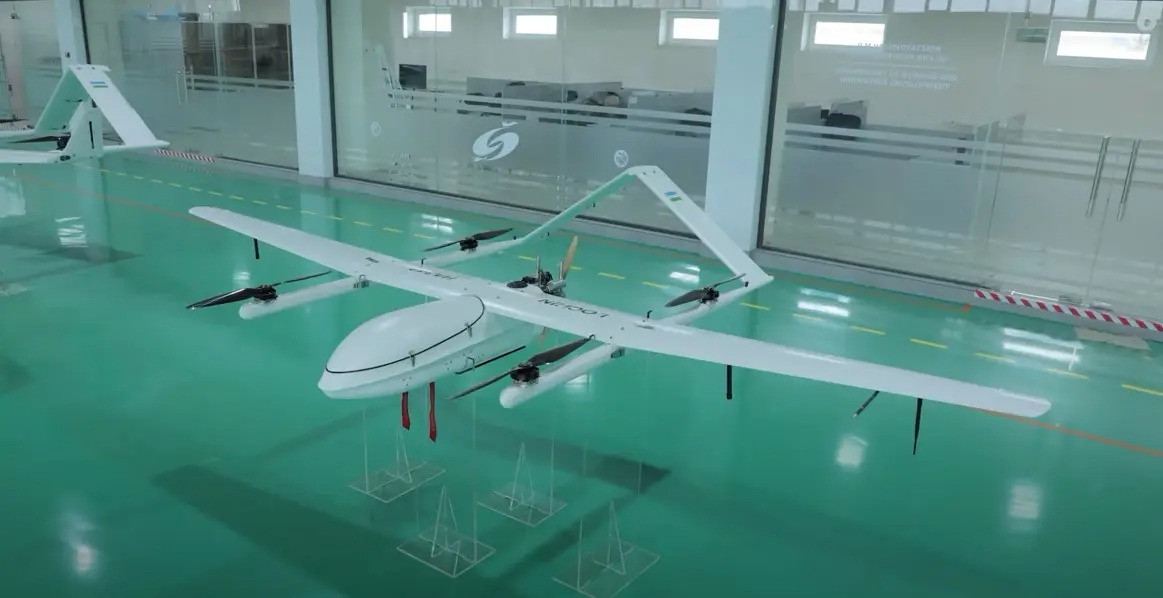 Uzbekistan's domestically produced Lochin UAV in a production facility