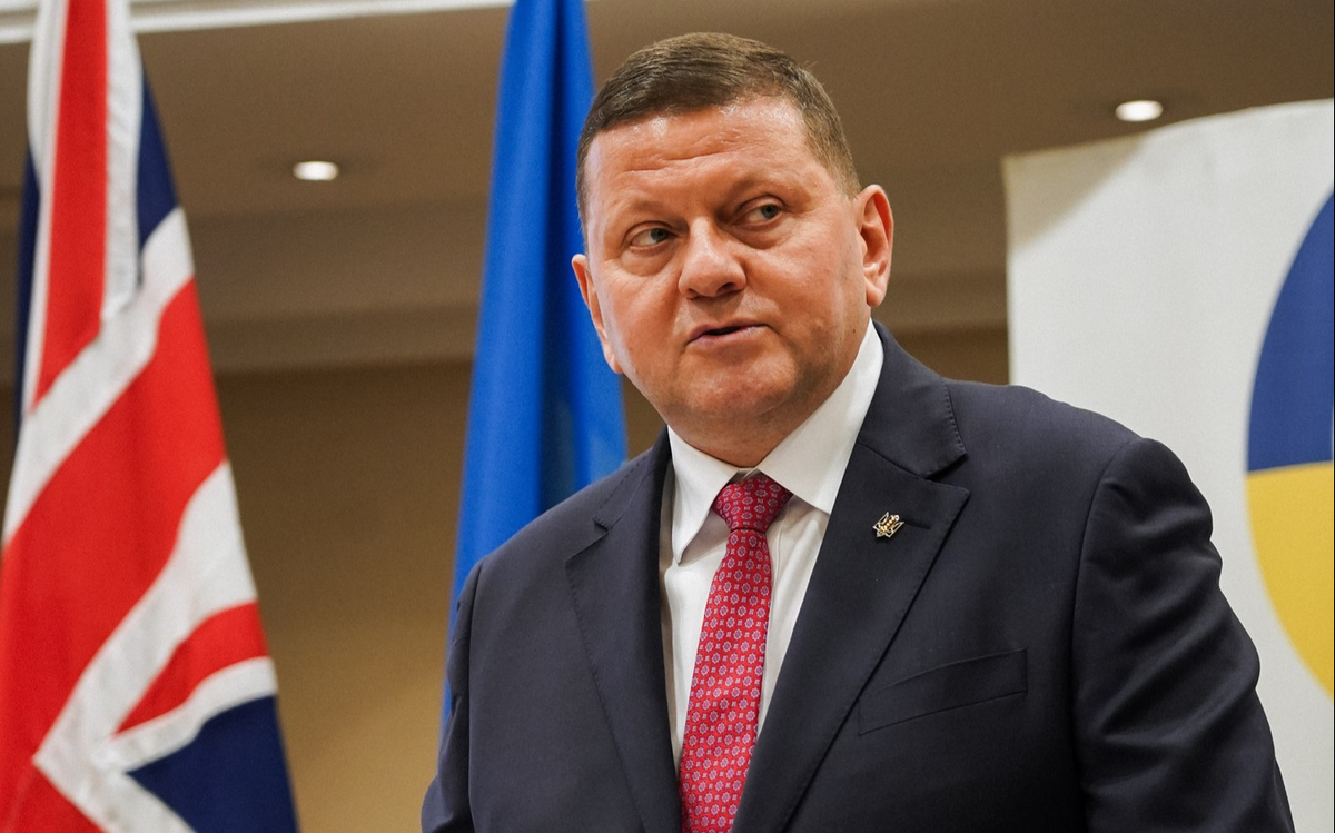 Valerii Zaluzhnyi addressing officials during a meeting on Euro Atlantic integration