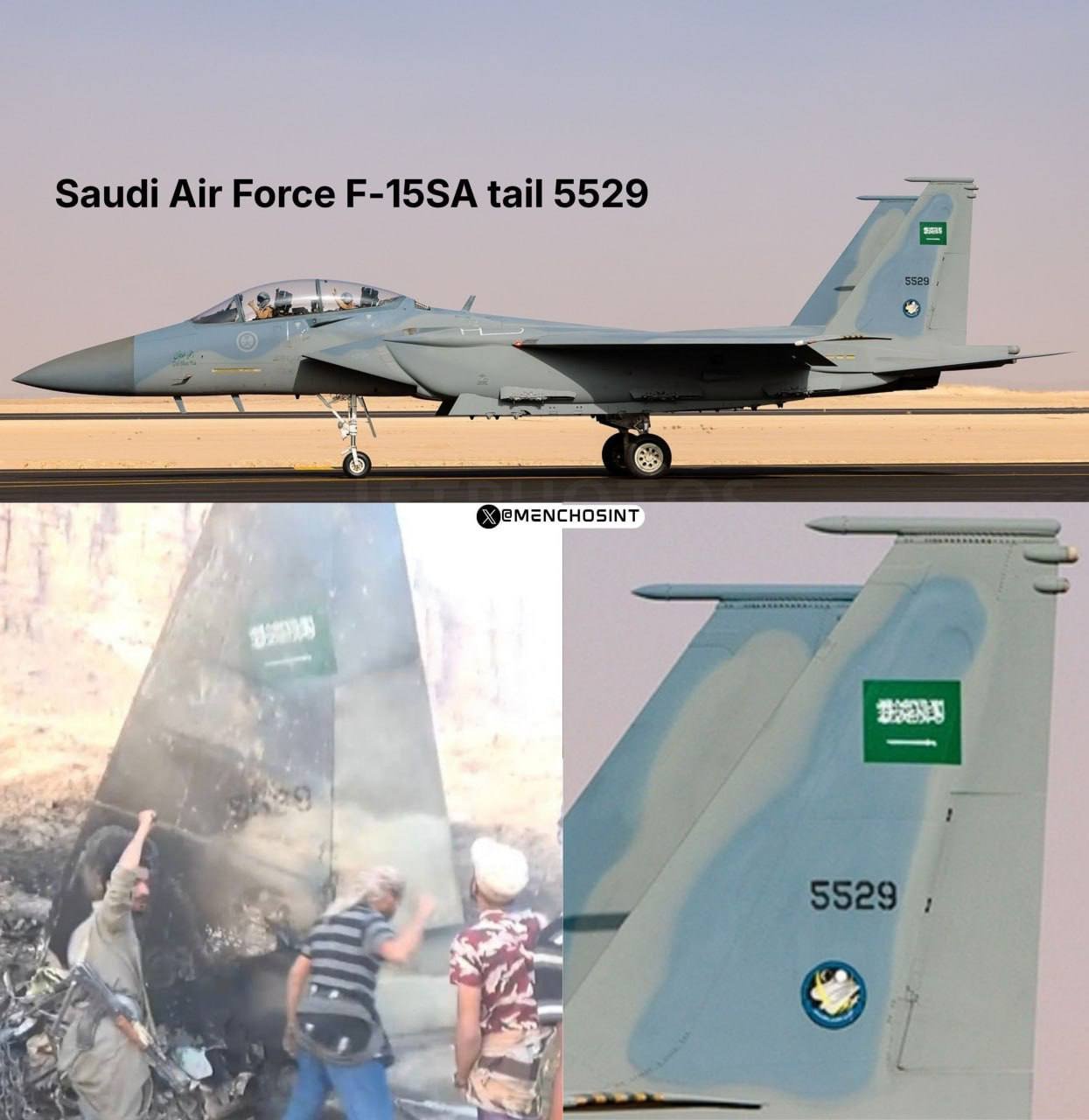 OSINT identification of the downed Saudi F-15 wreckage